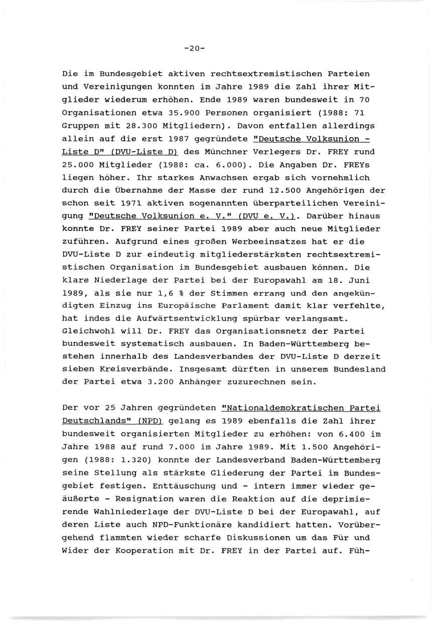Seite 21 des Verfassungsschutzbericht 1989 Baden-Württemberg