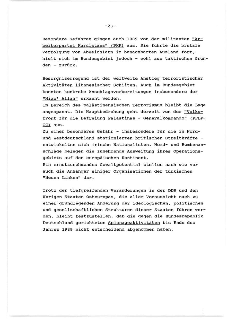 Seite 24 des Verfassungsschutzbericht 1989 Baden-Württemberg