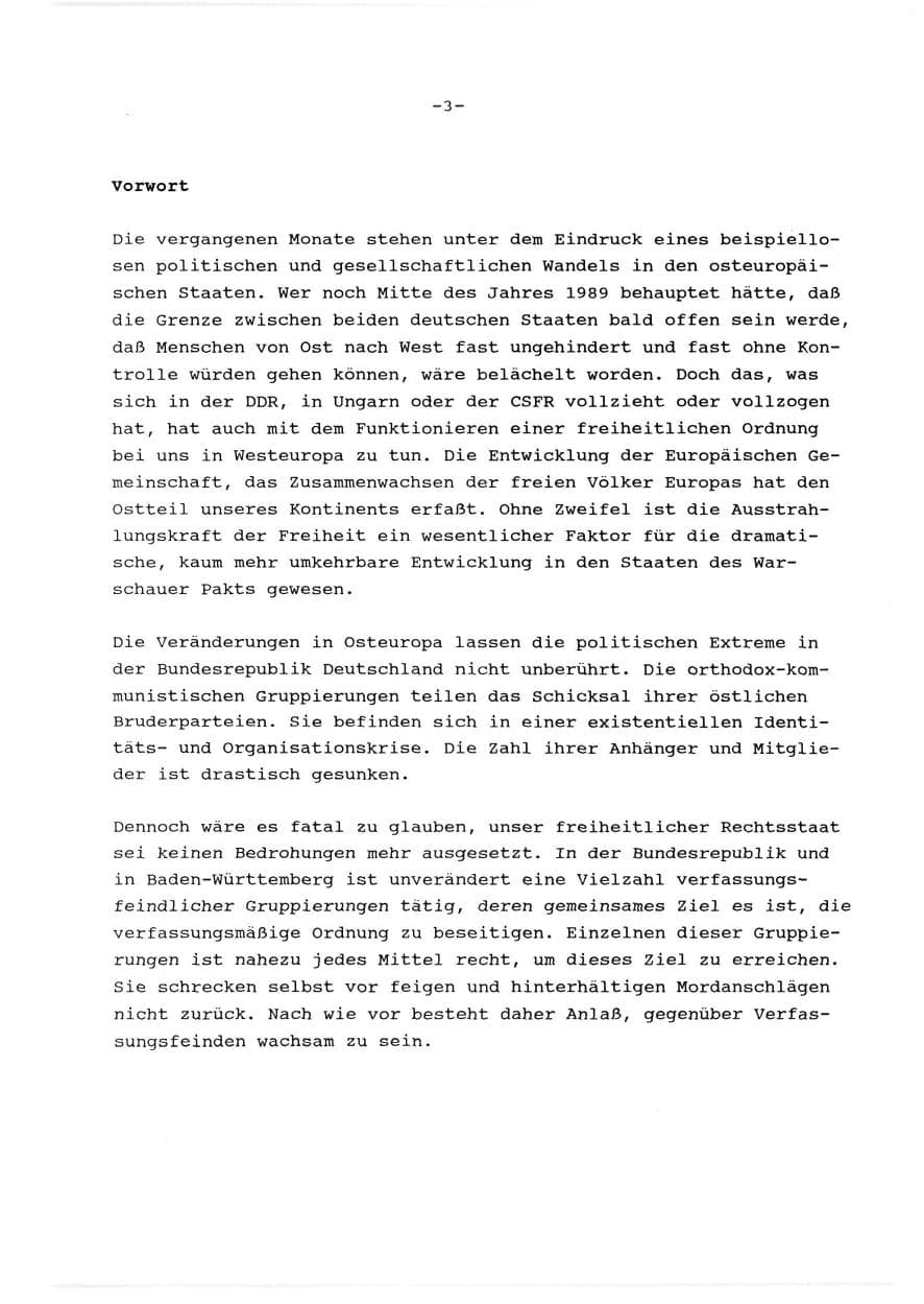 Seite 4 des Verfassungsschutzbericht 1989 Baden-Württemberg