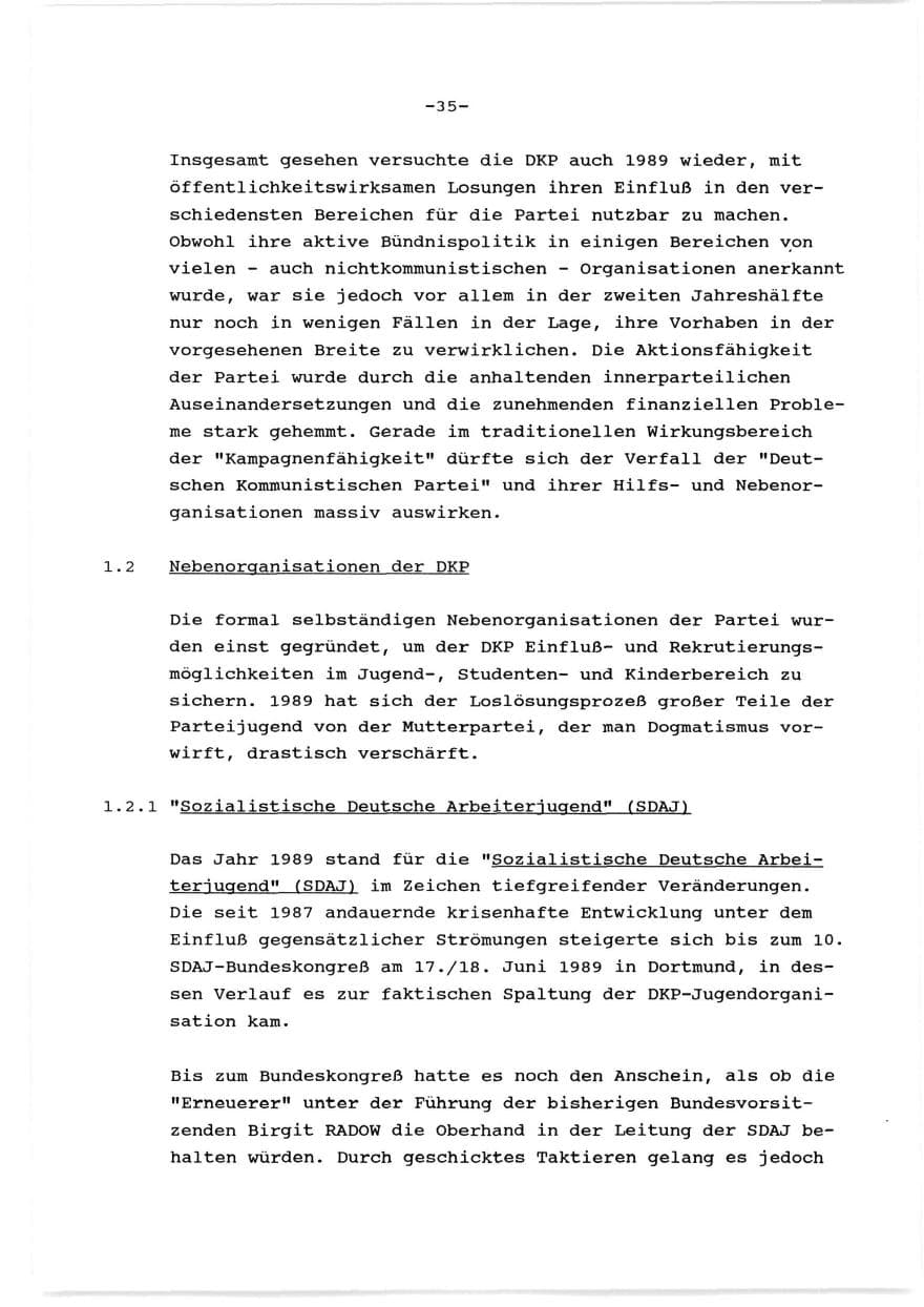 Seite 36 des Verfassungsschutzbericht 1989 Baden-Württemberg