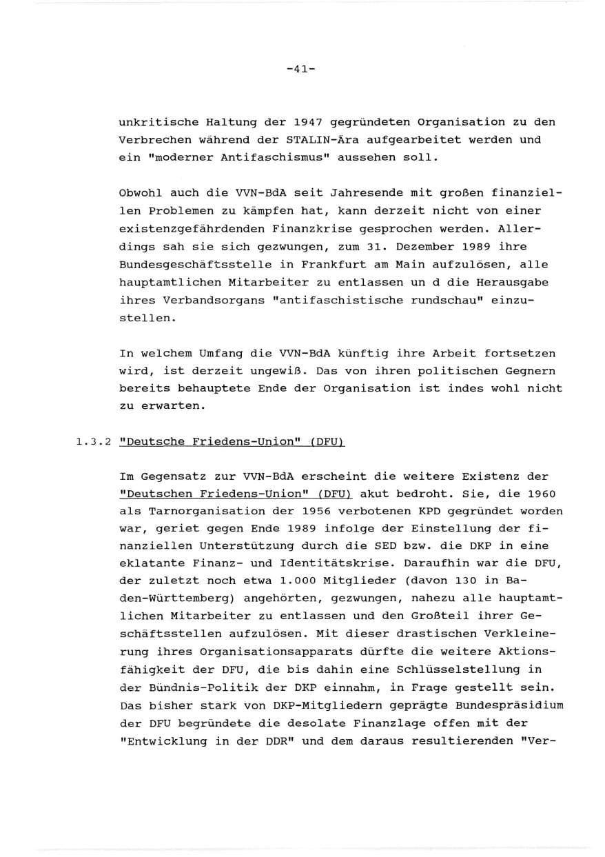 Seite 42 des Verfassungsschutzbericht 1989 Baden-Württemberg