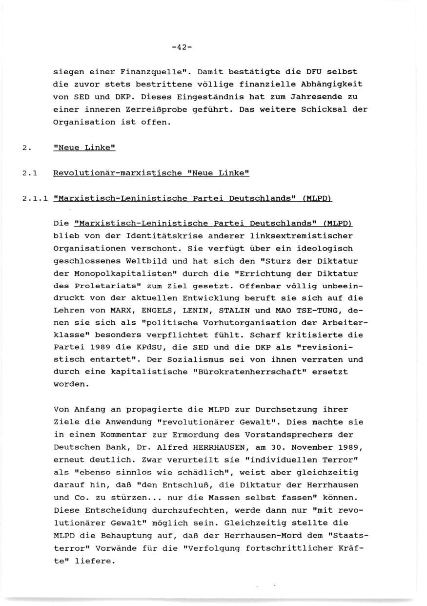 Seite 43 des Verfassungsschutzbericht 1989 Baden-Württemberg