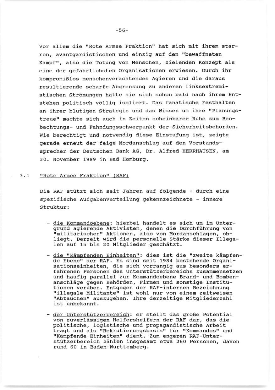 Seite 57 des Verfassungsschutzbericht 1989 Baden-Württemberg