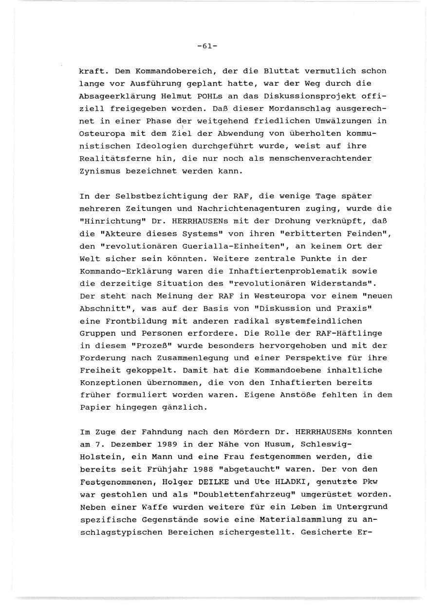 Seite 62 des Verfassungsschutzbericht 1989 Baden-Württemberg