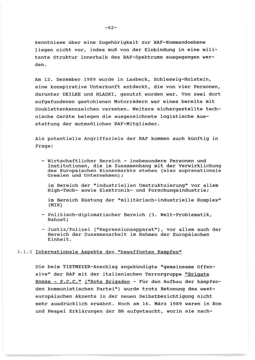 Seite 63 des Verfassungsschutzbericht 1989 Baden-Württemberg