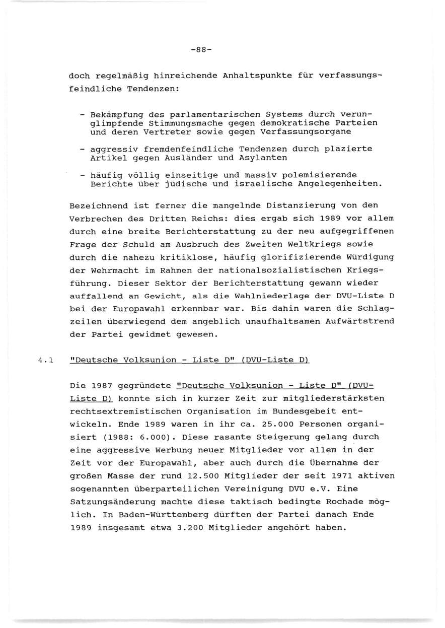 Seite 89 des Verfassungsschutzbericht 1989 Baden-Württemberg
