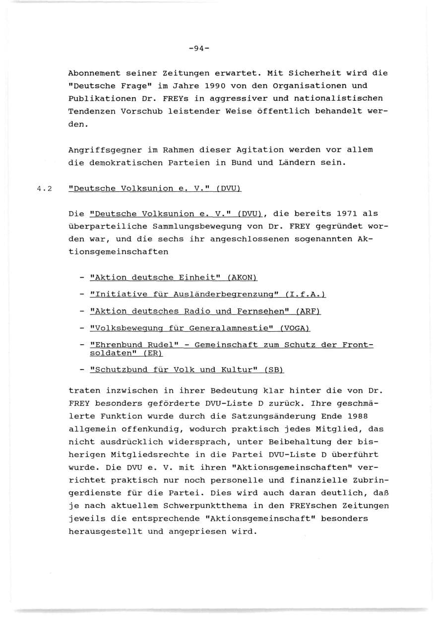 Seite 95 des Verfassungsschutzbericht 1989 Baden-Württemberg