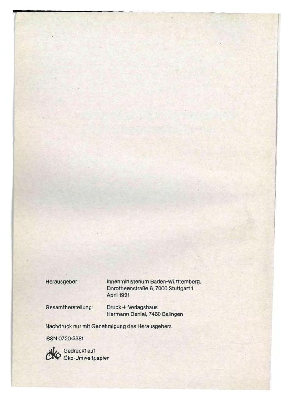 Seite 2 des Verfassungsschutzbericht 1990 Baden-Württemberg