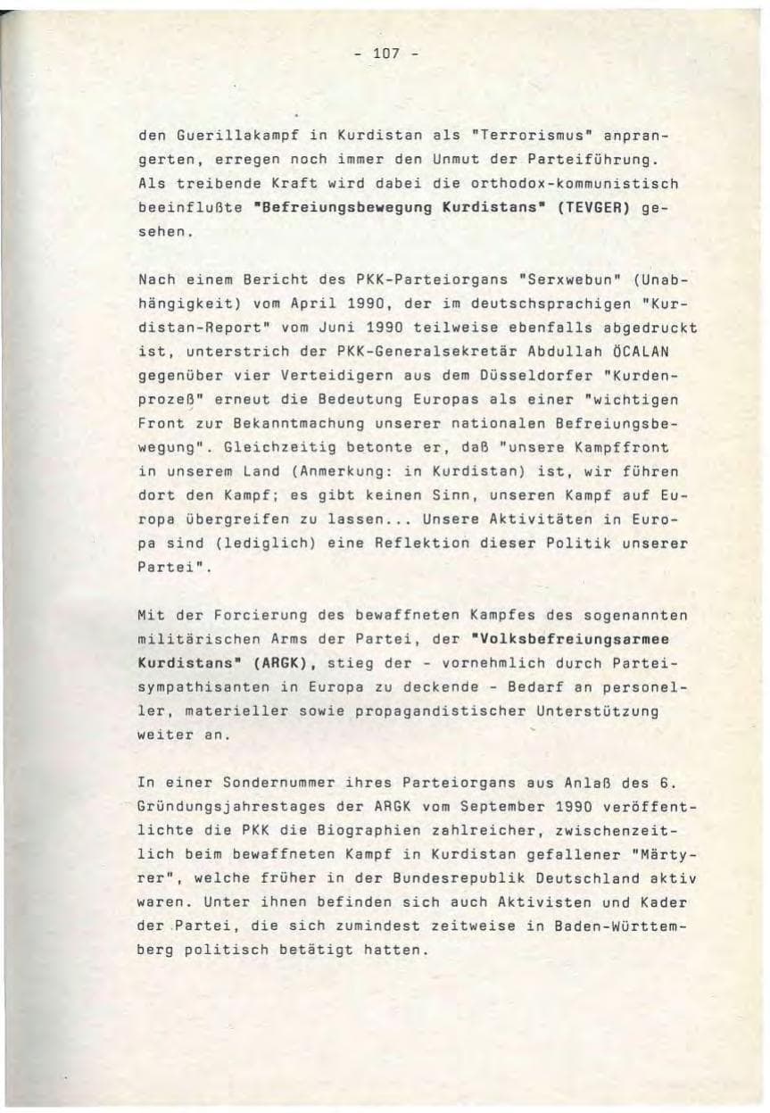 Seite 107 des Verfassungsschutzbericht 1990 Baden-Württemberg