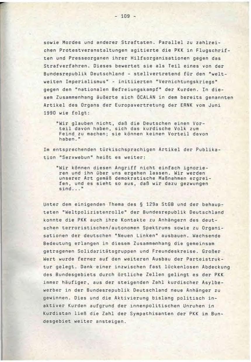Seite 109 des Verfassungsschutzbericht 1990 Baden-Württemberg