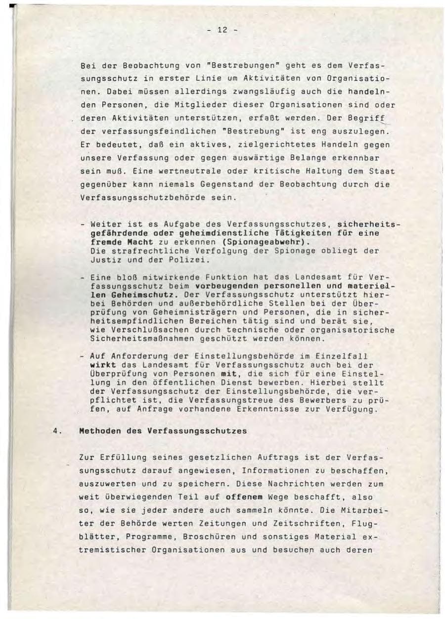 Seite 12 des Verfassungsschutzbericht 1990 Baden-Württemberg