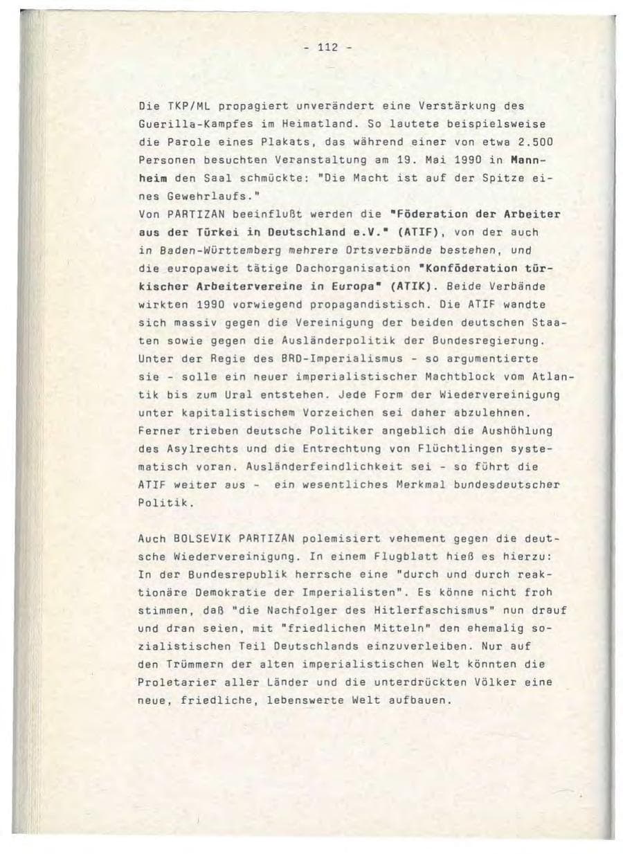 Seite 112 des Verfassungsschutzbericht 1990 Baden-Württemberg