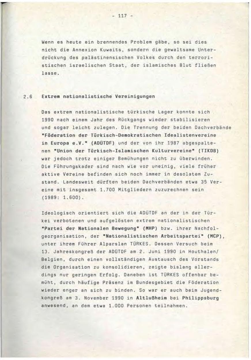 Seite 117 des Verfassungsschutzbericht 1990 Baden-Württemberg