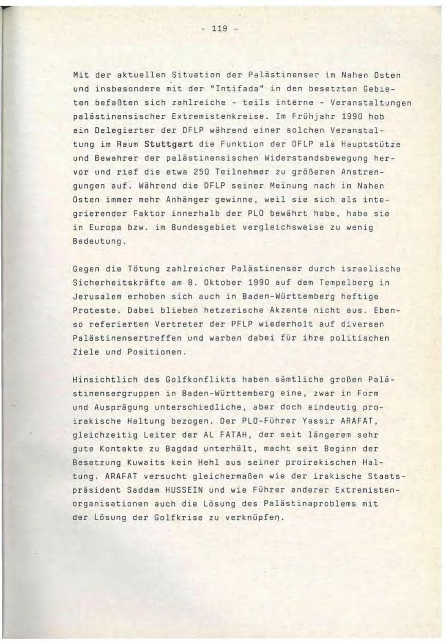 Seite 119 des Verfassungsschutzbericht 1990 Baden-Württemberg