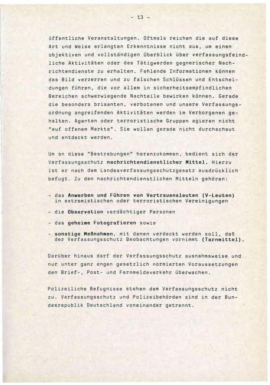 Seite 13 des Verfassungsschutzbericht 1990 Baden-Württemberg