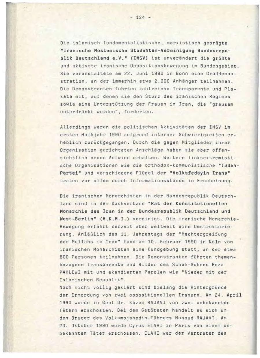 Seite 124 des Verfassungsschutzbericht 1990 Baden-Württemberg