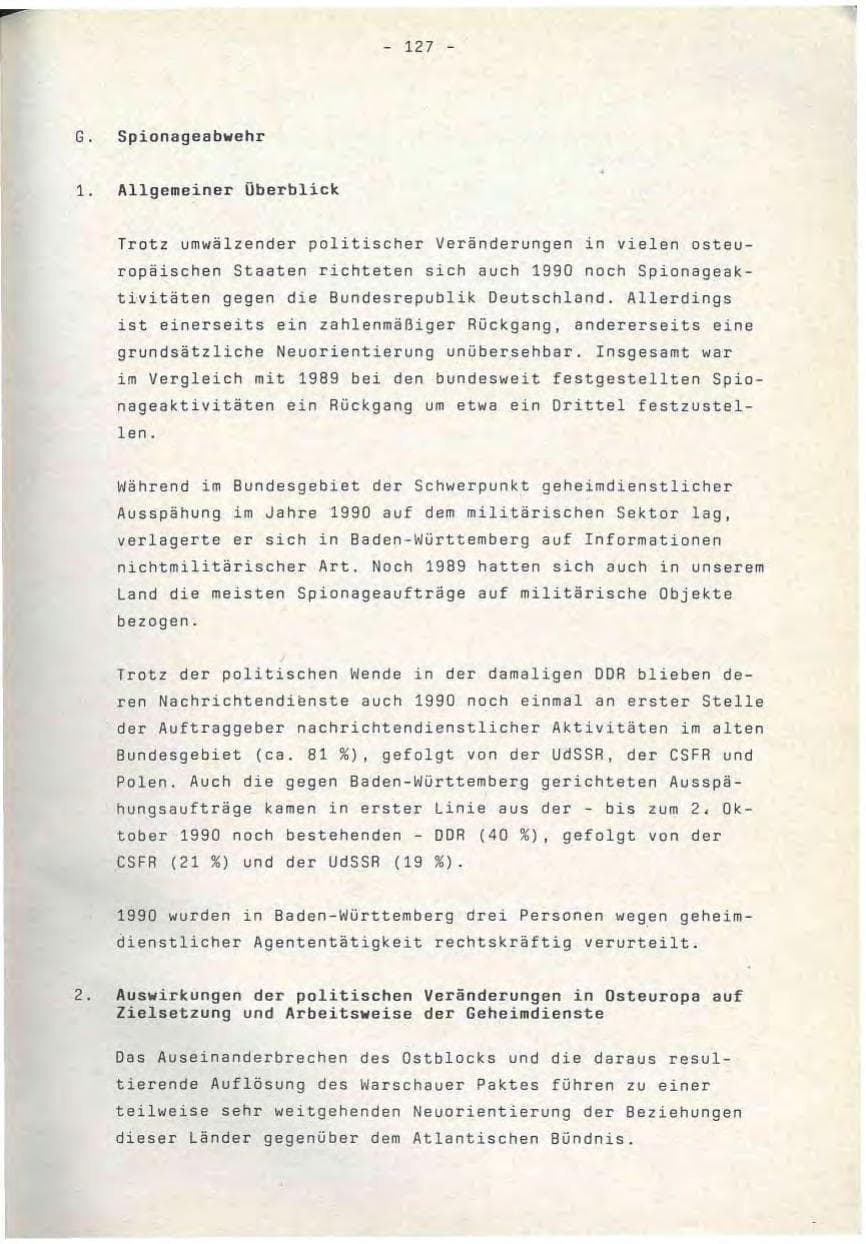 Seite 127 des Verfassungsschutzbericht 1990 Baden-Württemberg