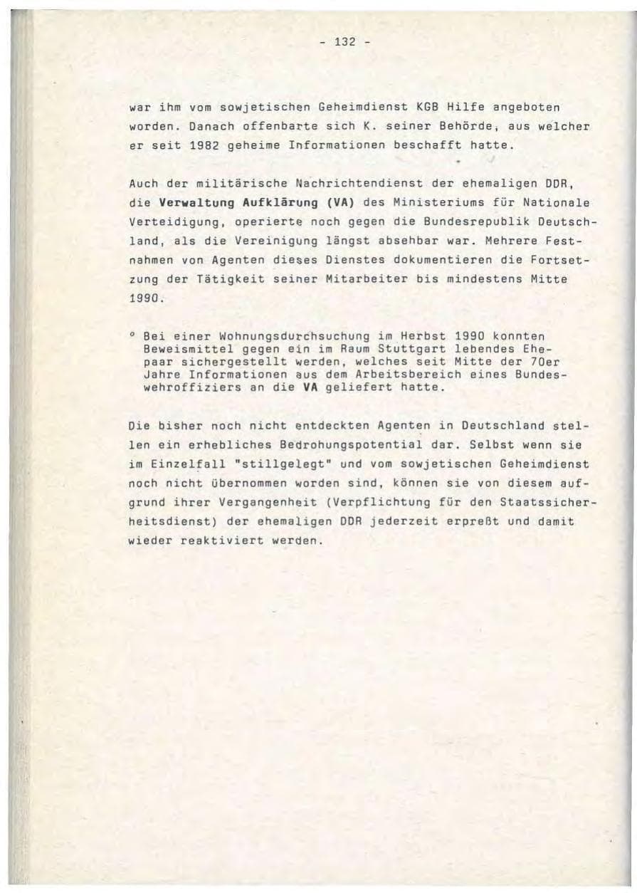 Seite 132 des Verfassungsschutzbericht 1990 Baden-Württemberg