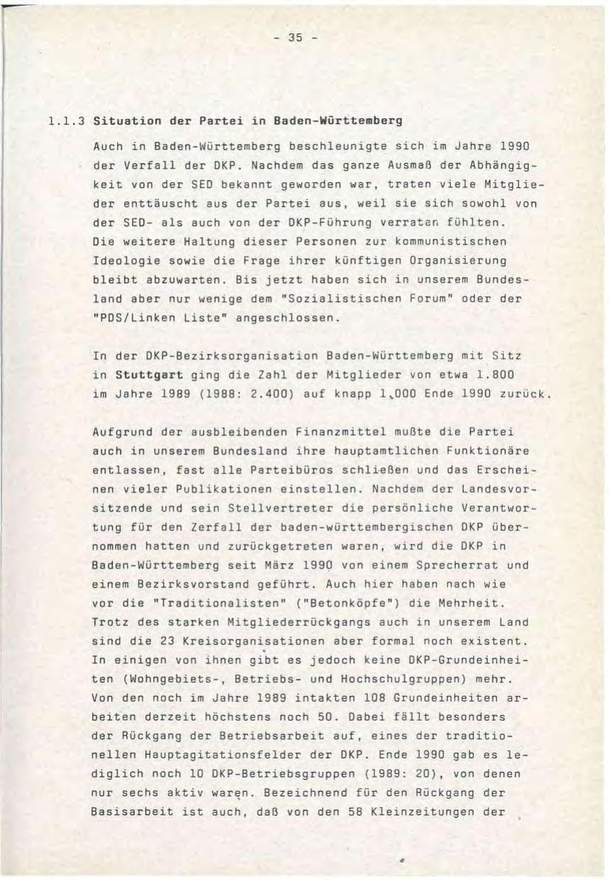 Seite 35 des Verfassungsschutzbericht 1990 Baden-Württemberg