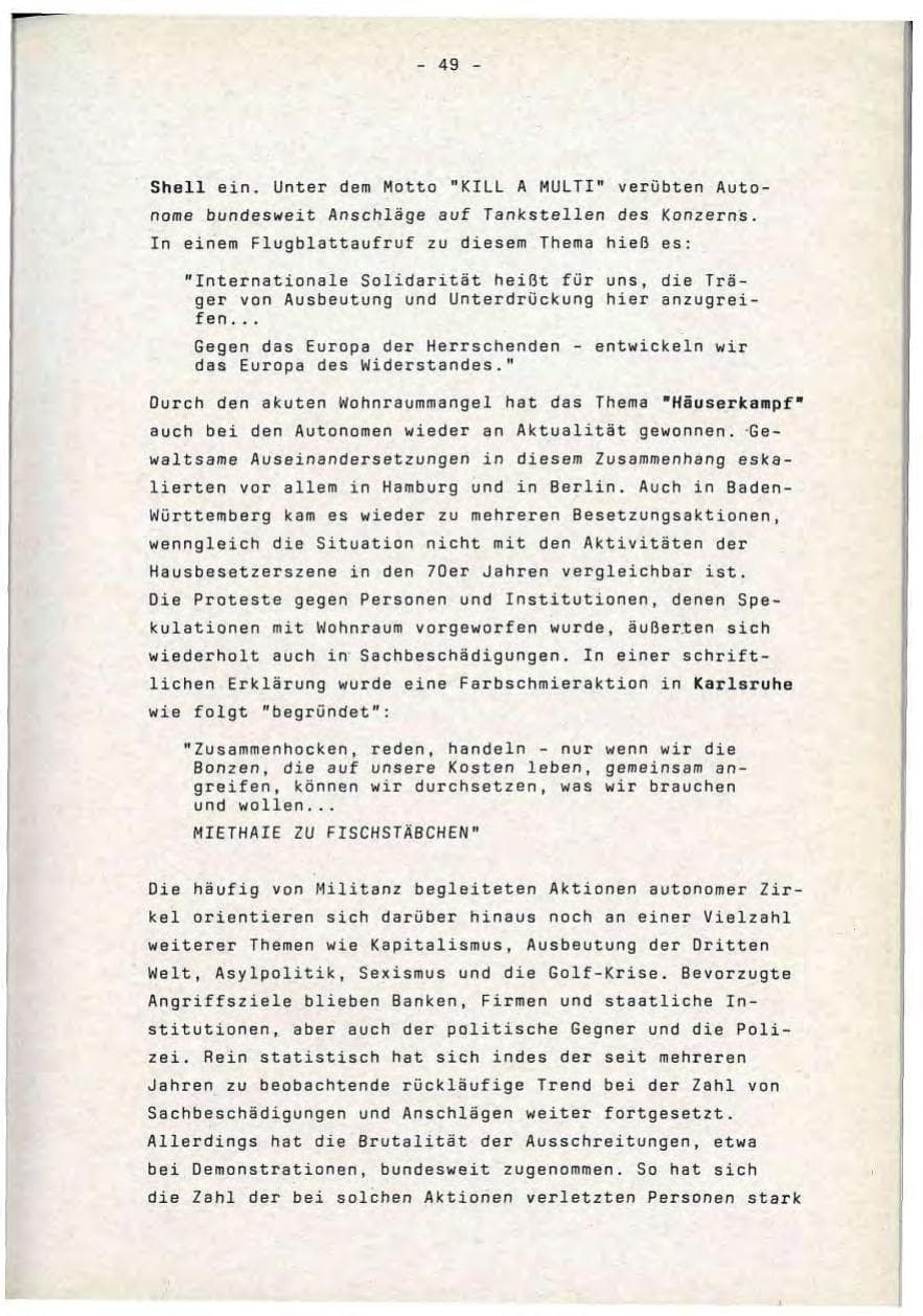 Seite 49 des Verfassungsschutzbericht 1990 Baden-Württemberg