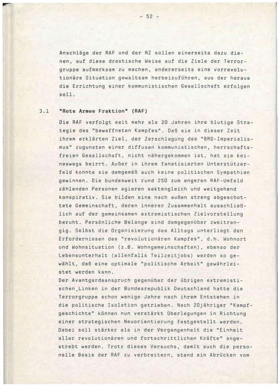 Seite 52 des Verfassungsschutzbericht 1990 Baden-Württemberg
