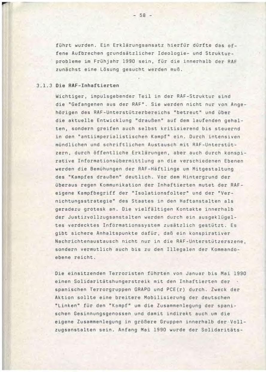 Seite 58 des Verfassungsschutzbericht 1990 Baden-Württemberg