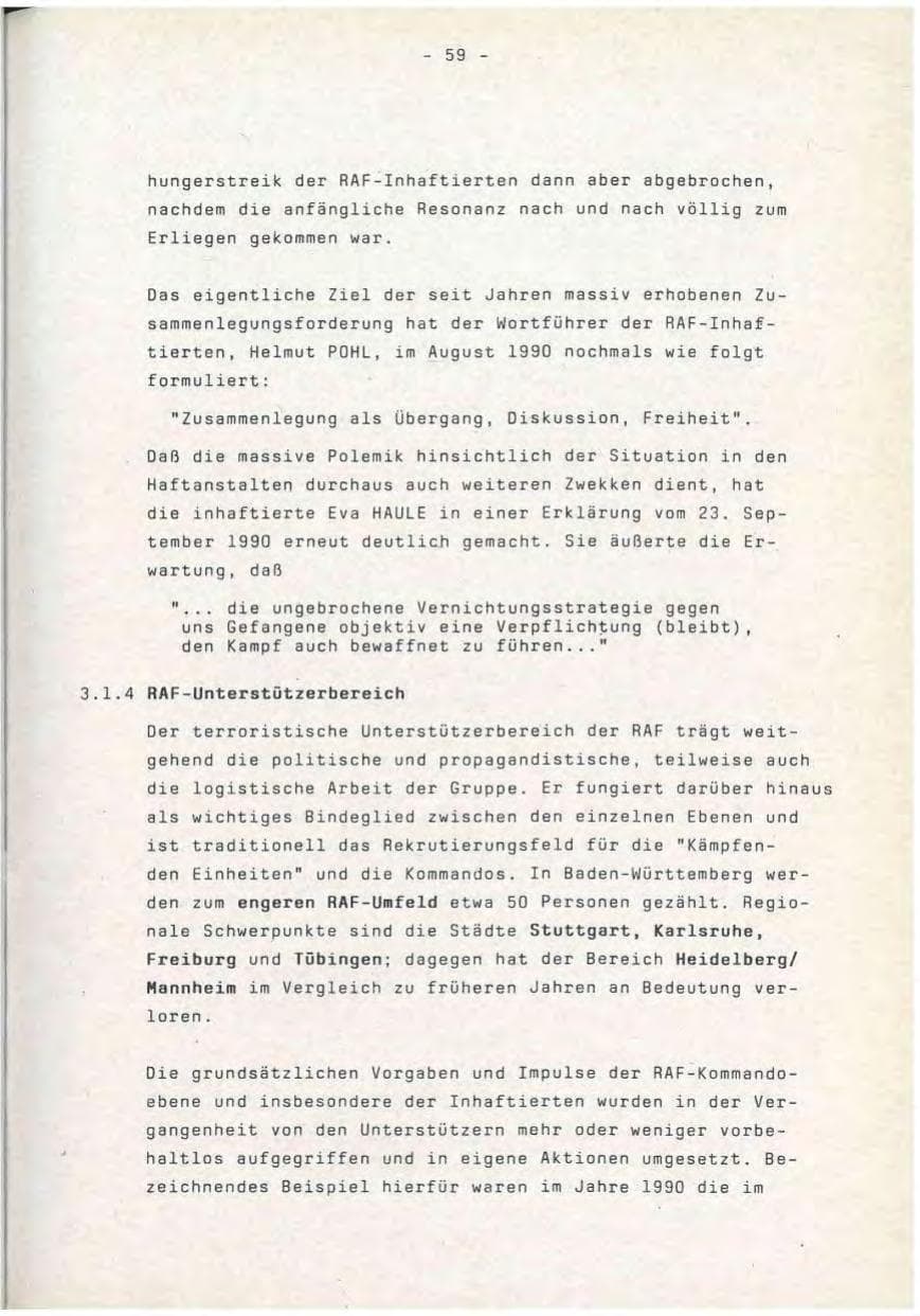 Seite 59 des Verfassungsschutzbericht 1990 Baden-Württemberg
