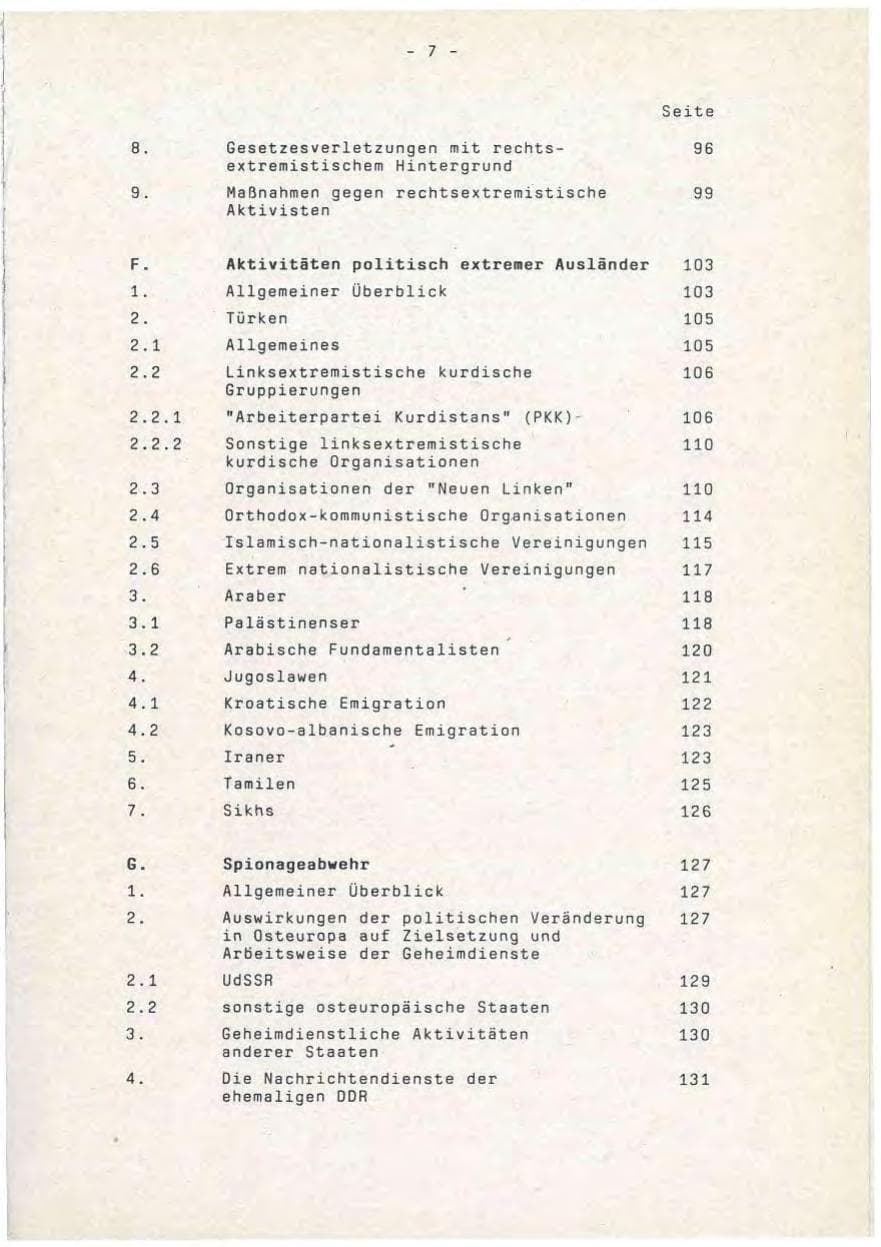 Seite 7 des Verfassungsschutzbericht 1990 Baden-Württemberg