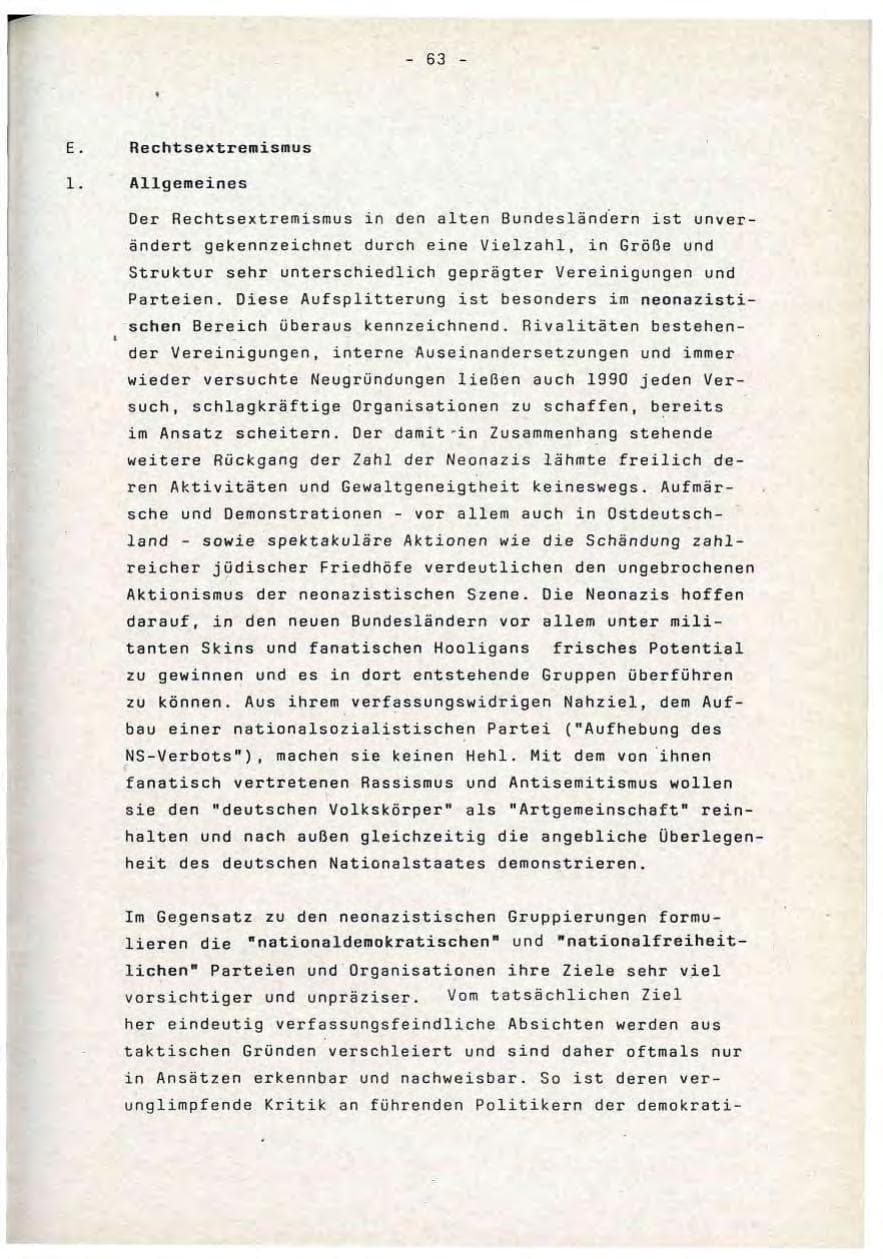 Seite 63 des Verfassungsschutzbericht 1990 Baden-Württemberg