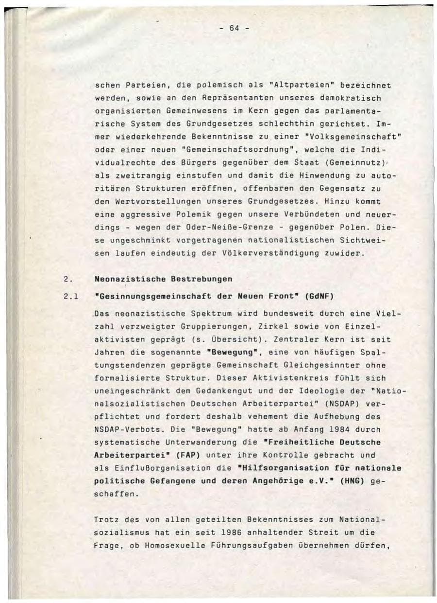 Seite 64 des Verfassungsschutzbericht 1990 Baden-Württemberg