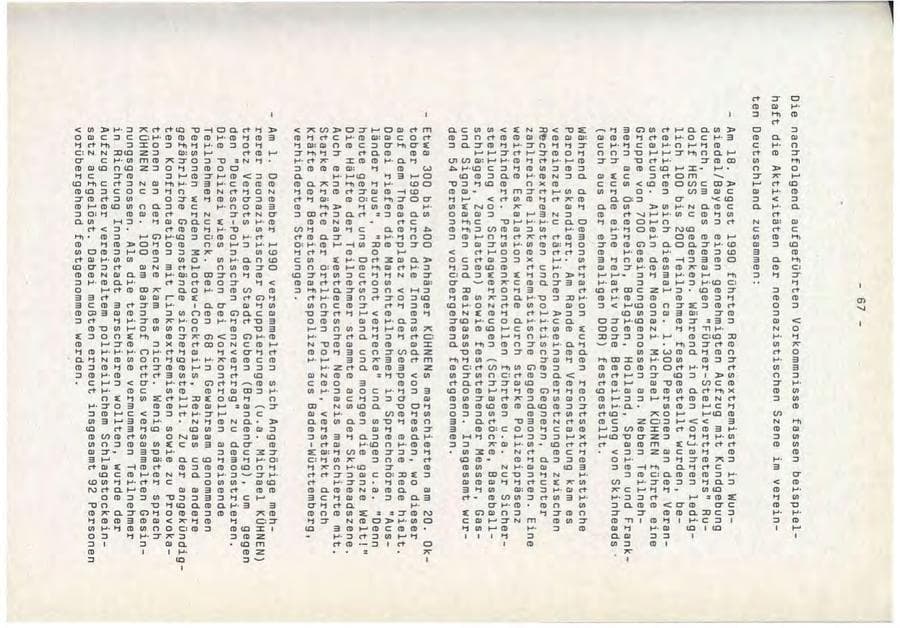 Seite 67 des Verfassungsschutzbericht 1990 Baden-Württemberg