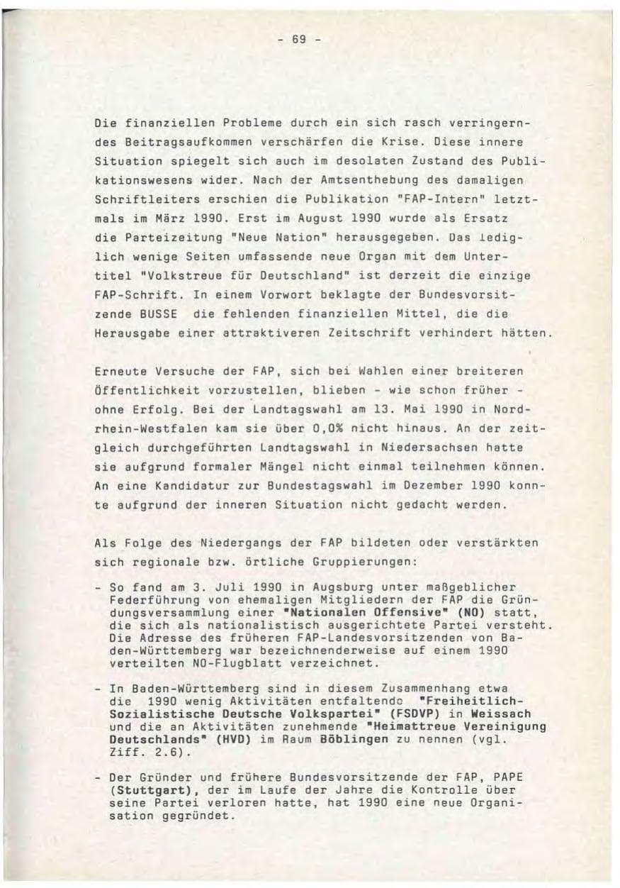Seite 69 des Verfassungsschutzbericht 1990 Baden-Württemberg