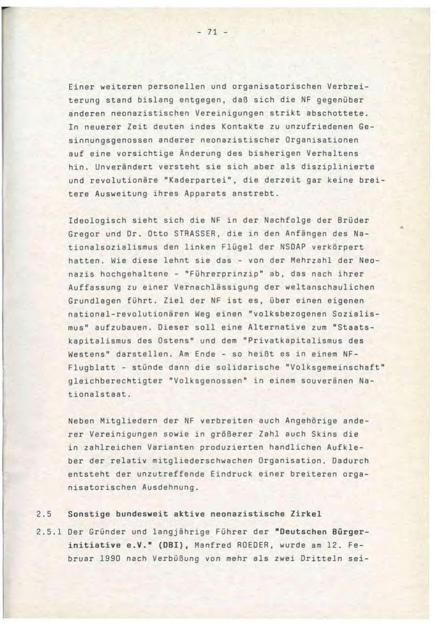 Seite 71 des Verfassungsschutzbericht 1990 Baden-Württemberg
