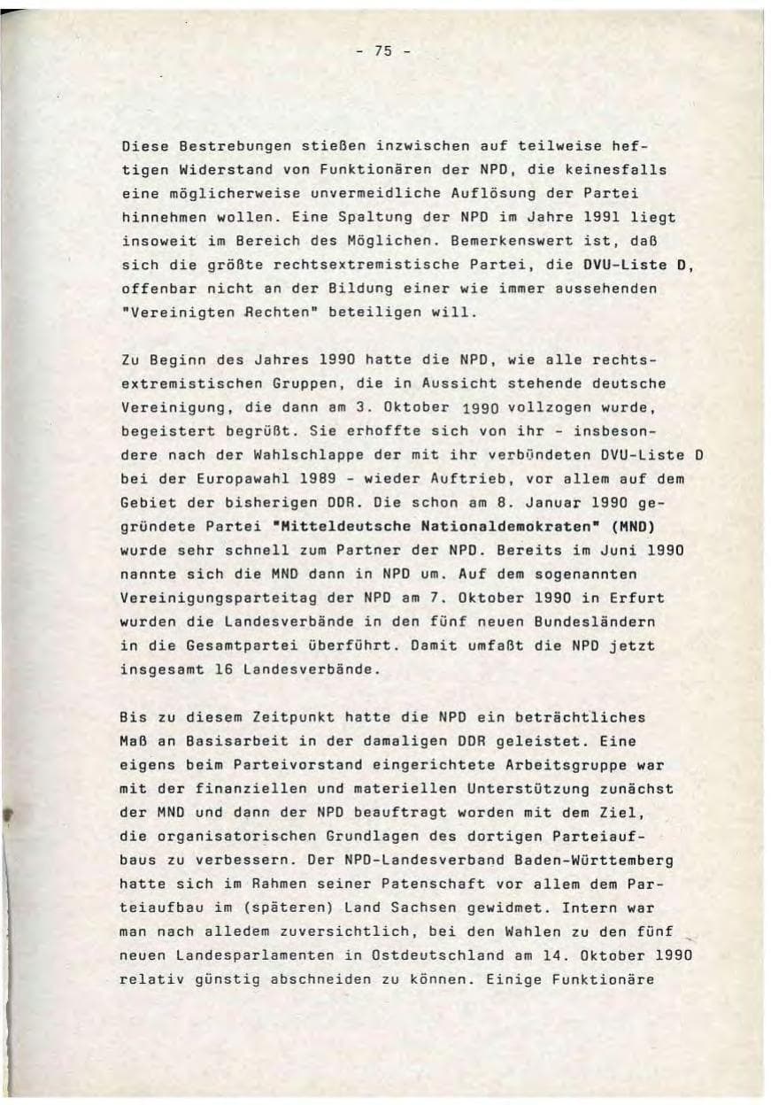 Seite 75 des Verfassungsschutzbericht 1990 Baden-Württemberg