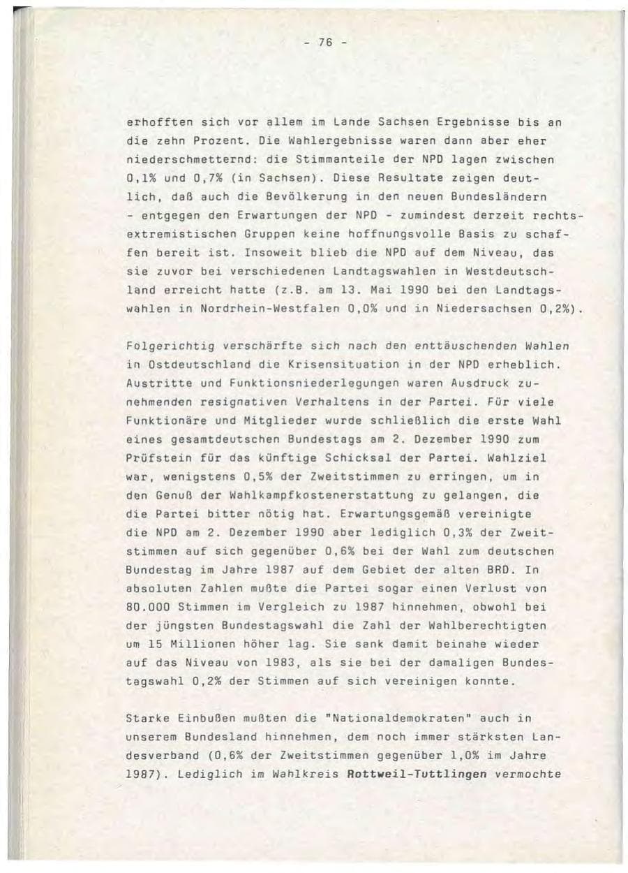 Seite 76 des Verfassungsschutzbericht 1990 Baden-Württemberg