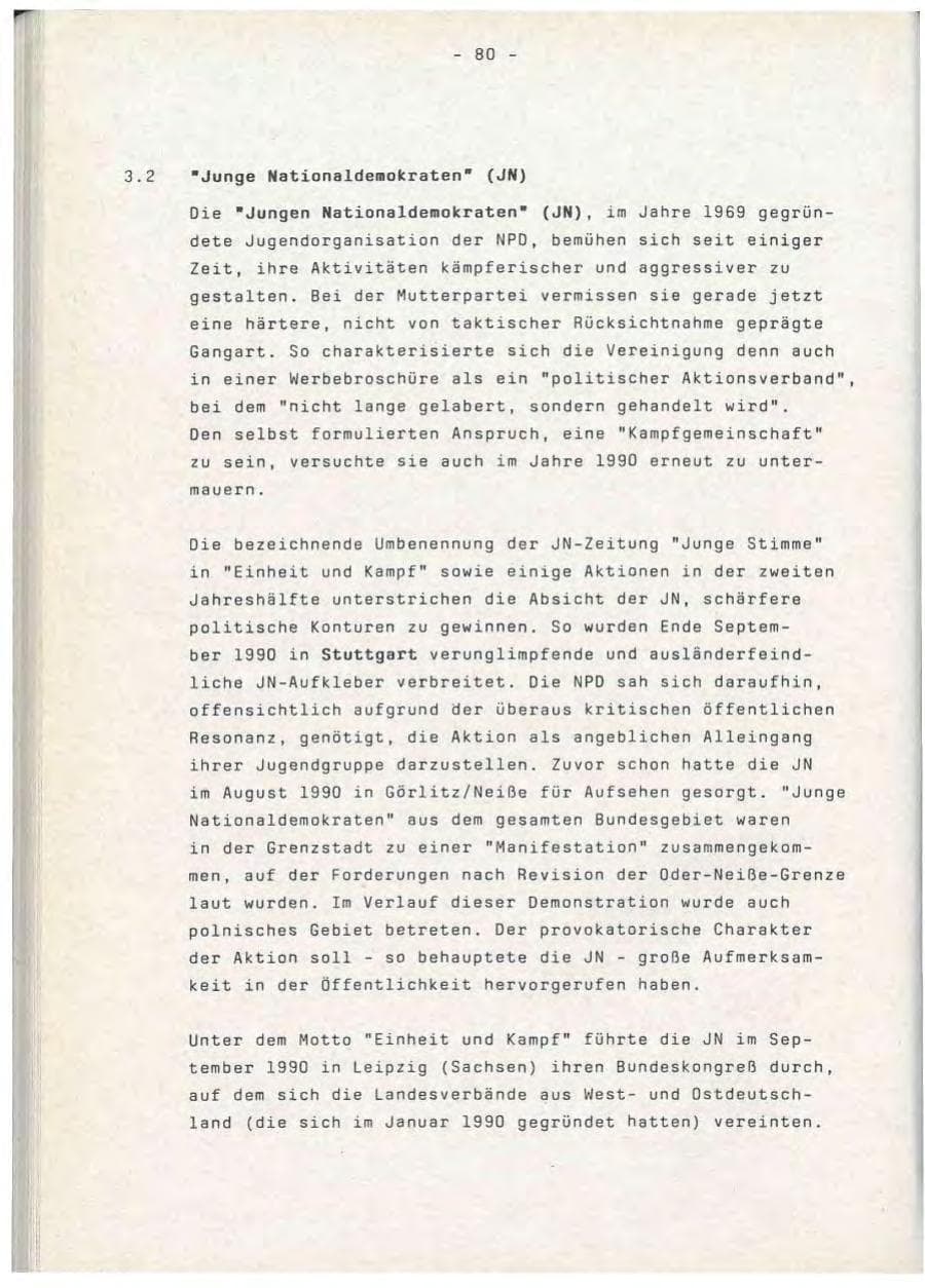 Seite 80 des Verfassungsschutzbericht 1990 Baden-Württemberg