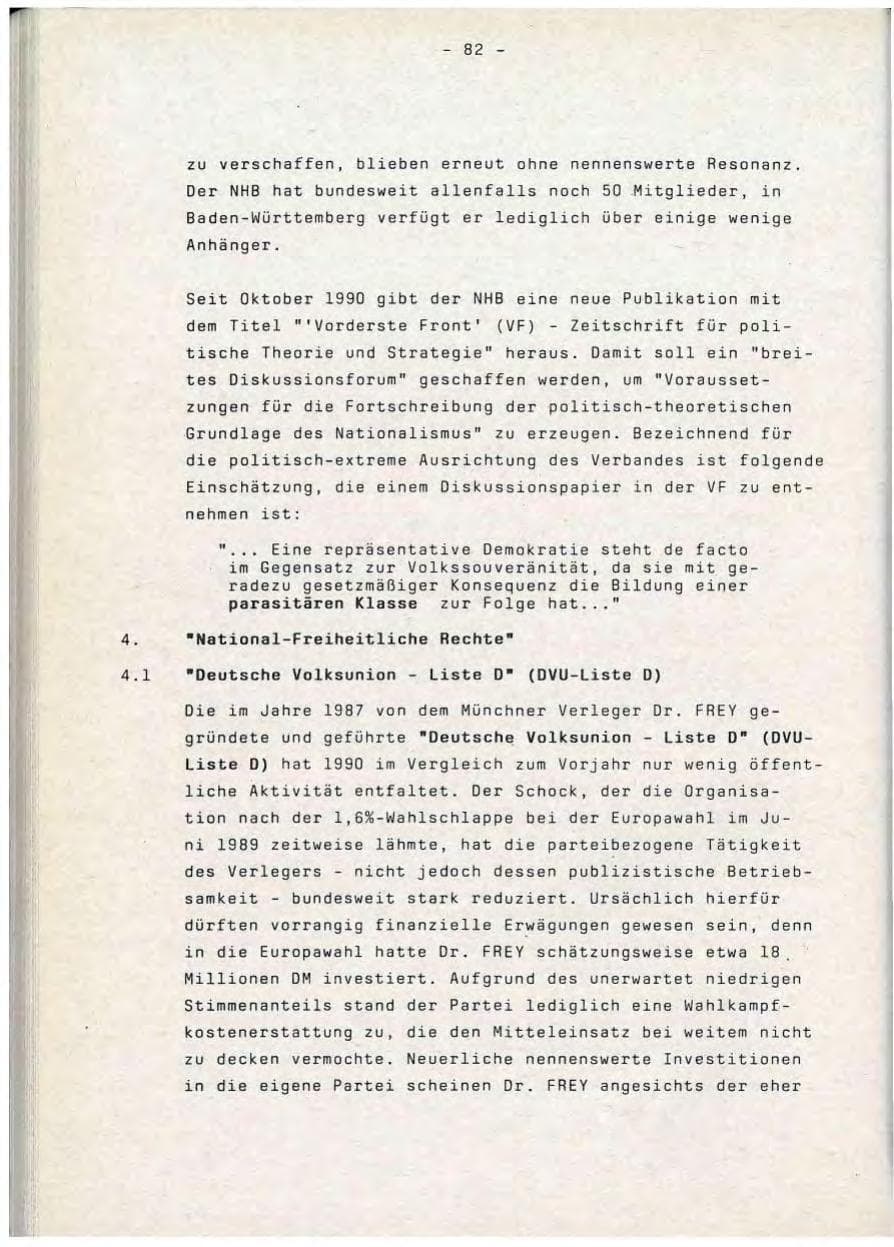 Seite 82 des Verfassungsschutzbericht 1990 Baden-Württemberg
