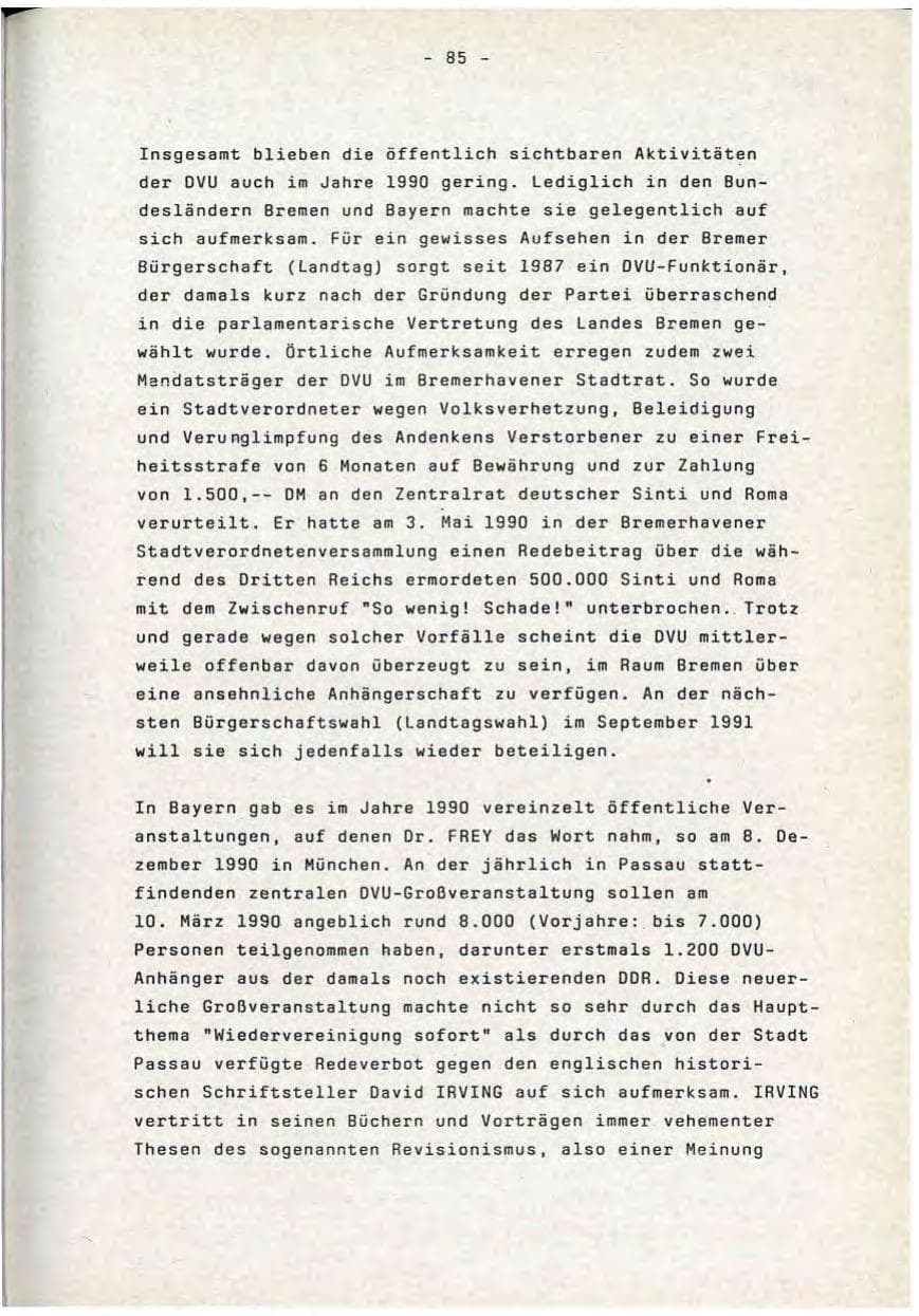 Seite 85 des Verfassungsschutzbericht 1990 Baden-Württemberg