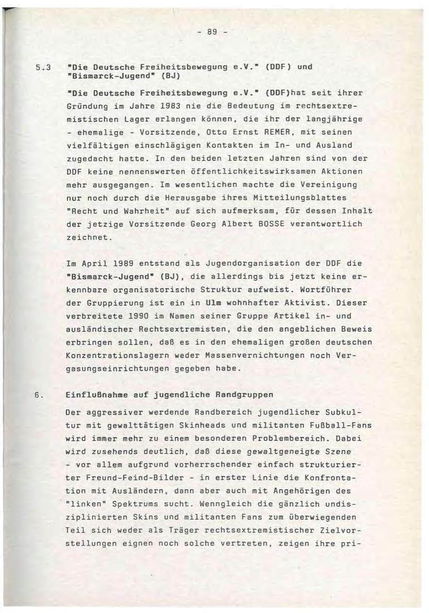 Seite 89 des Verfassungsschutzbericht 1990 Baden-Württemberg