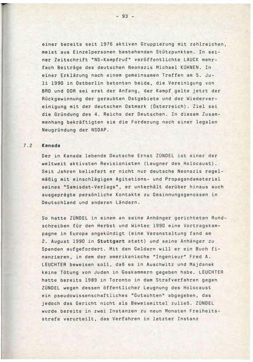 Seite 93 des Verfassungsschutzbericht 1990 Baden-Württemberg