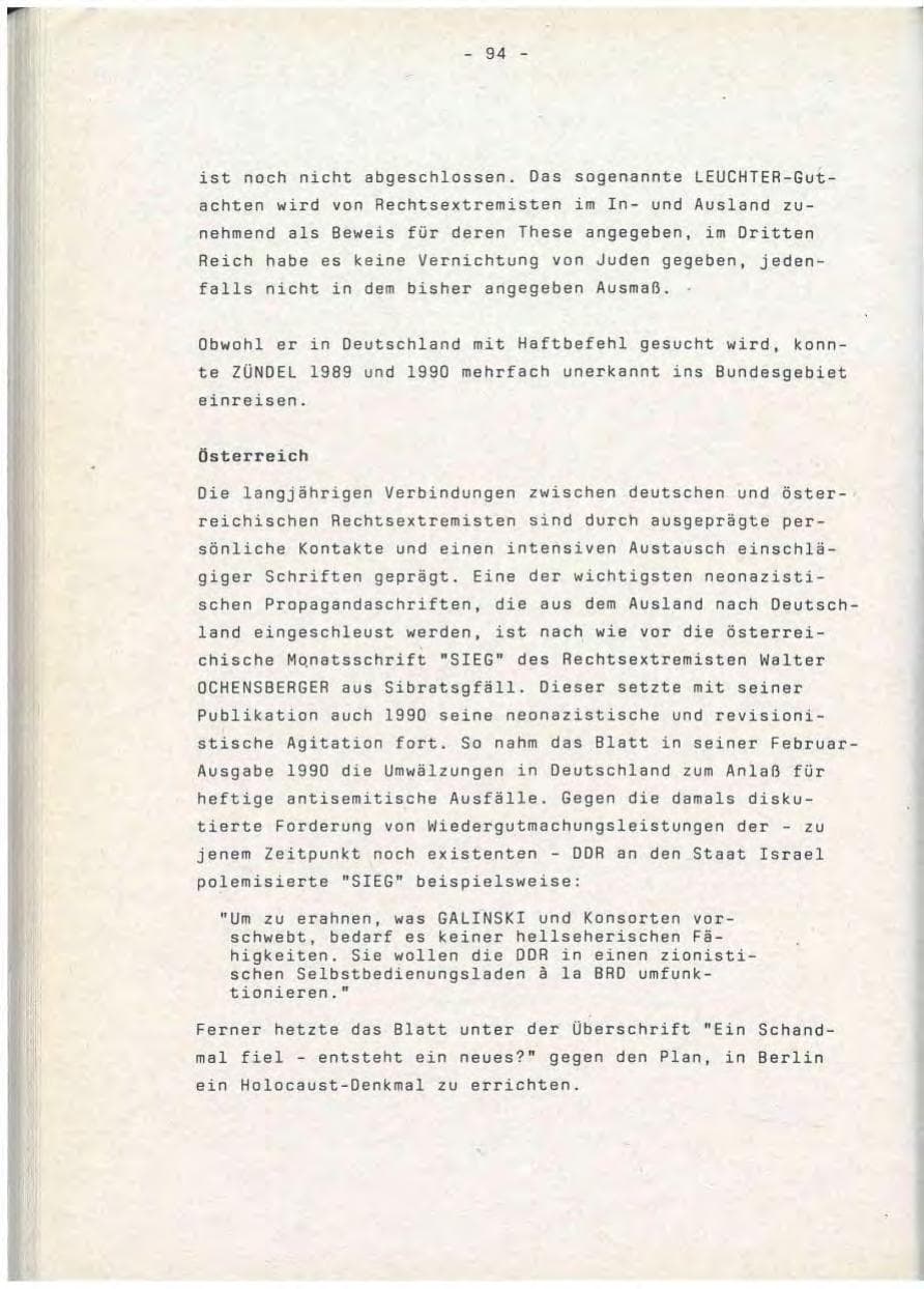 Seite 94 des Verfassungsschutzbericht 1990 Baden-Württemberg