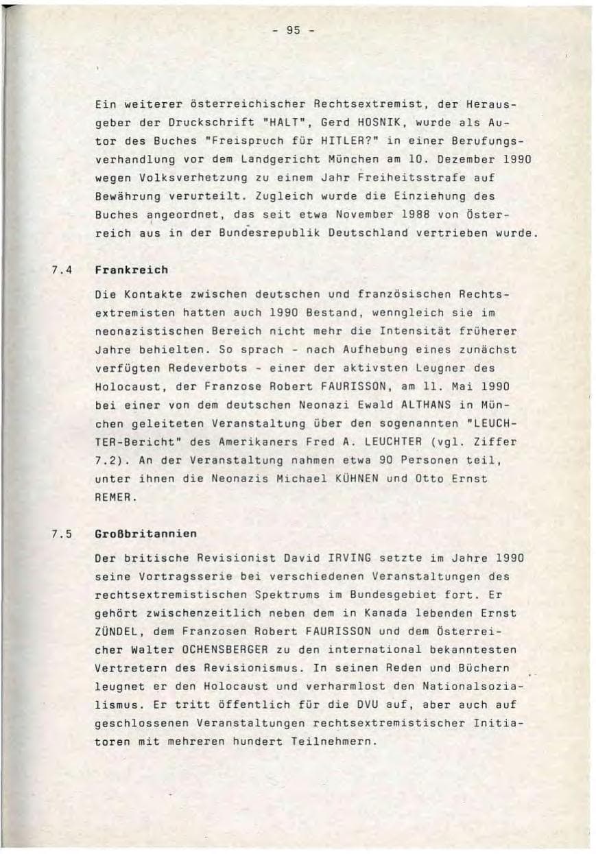 Seite 95 des Verfassungsschutzbericht 1990 Baden-Württemberg