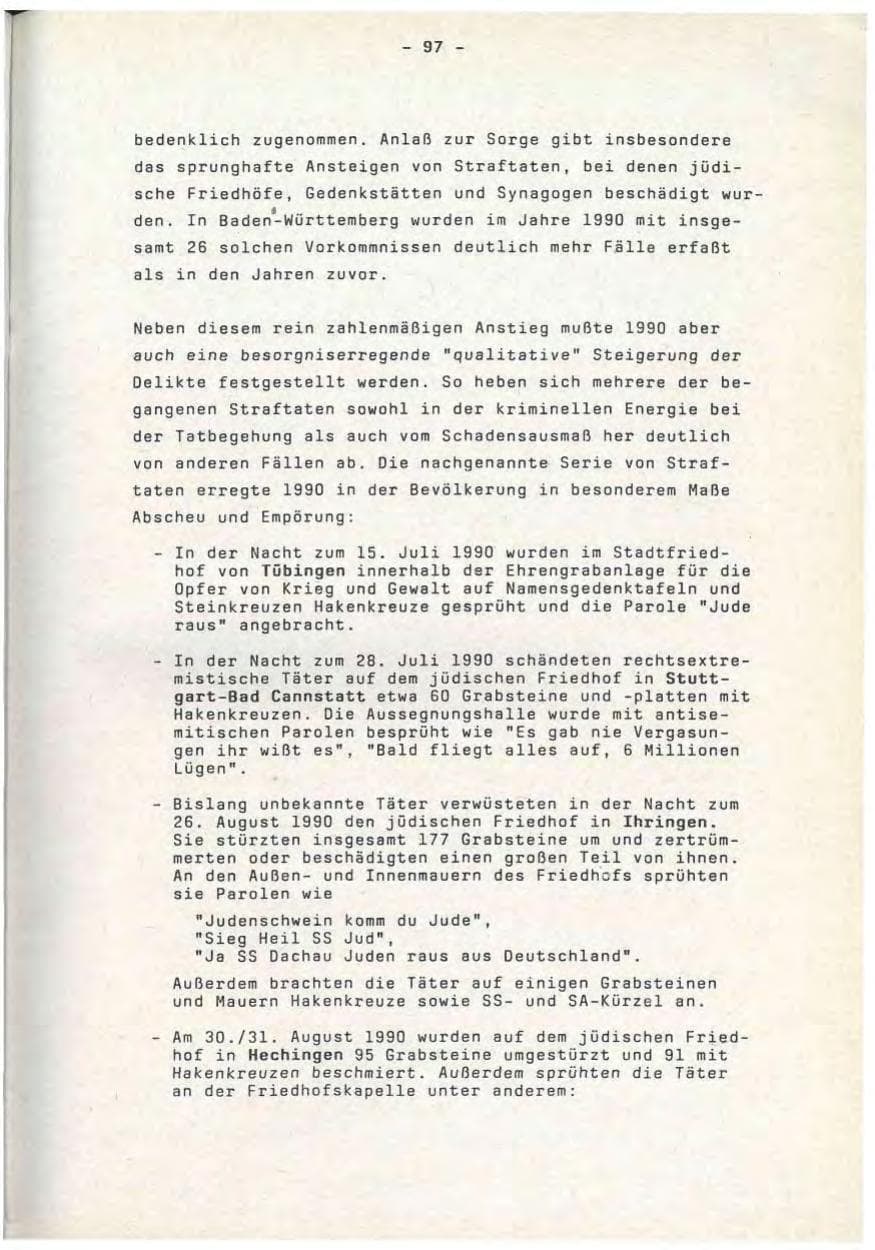 Seite 97 des Verfassungsschutzbericht 1990 Baden-Württemberg
