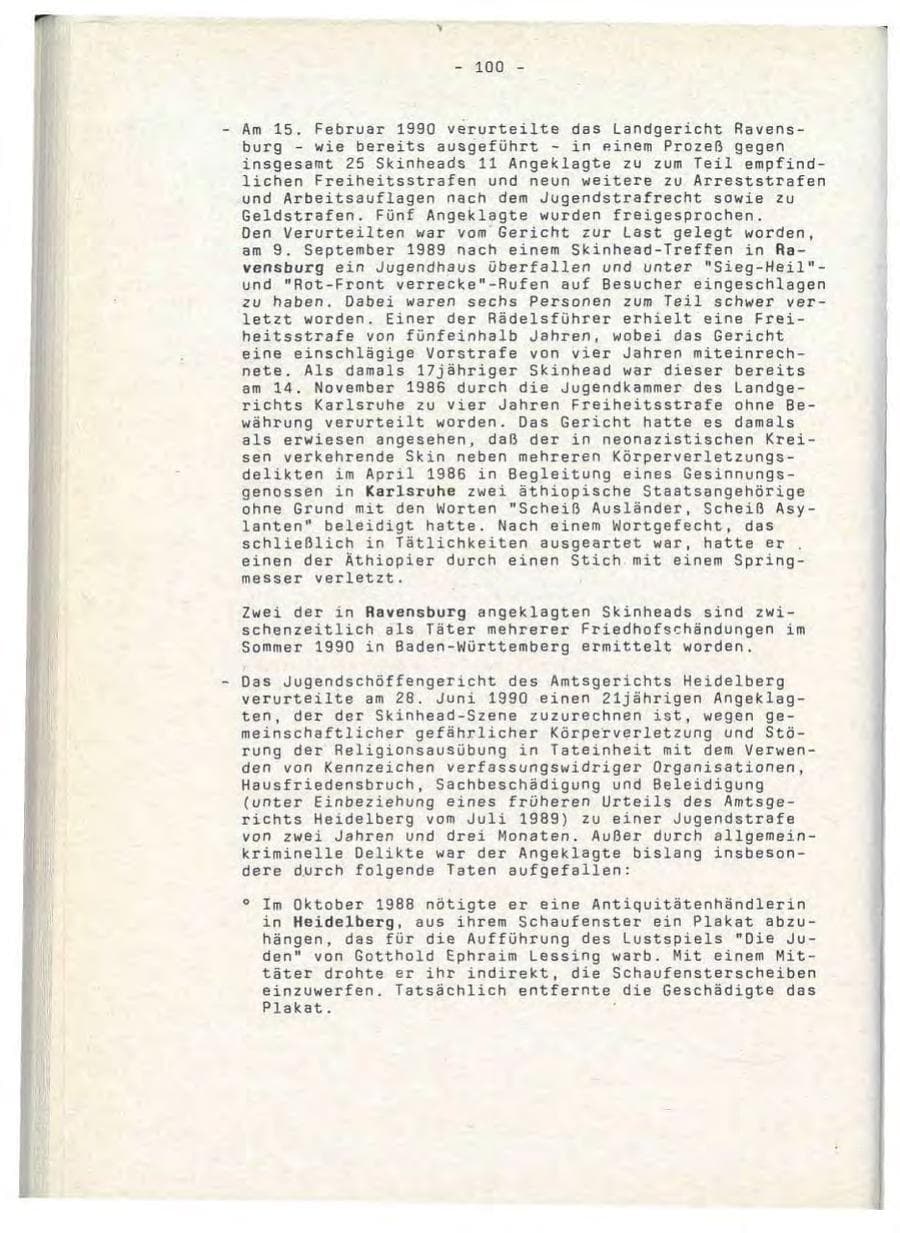 Seite 100 des Verfassungsschutzbericht 1990 Baden-Württemberg