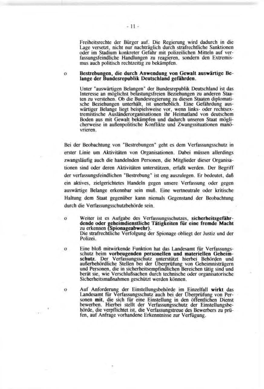 Seite 11 des Verfassungsschutzbericht 1991 Baden-Württemberg