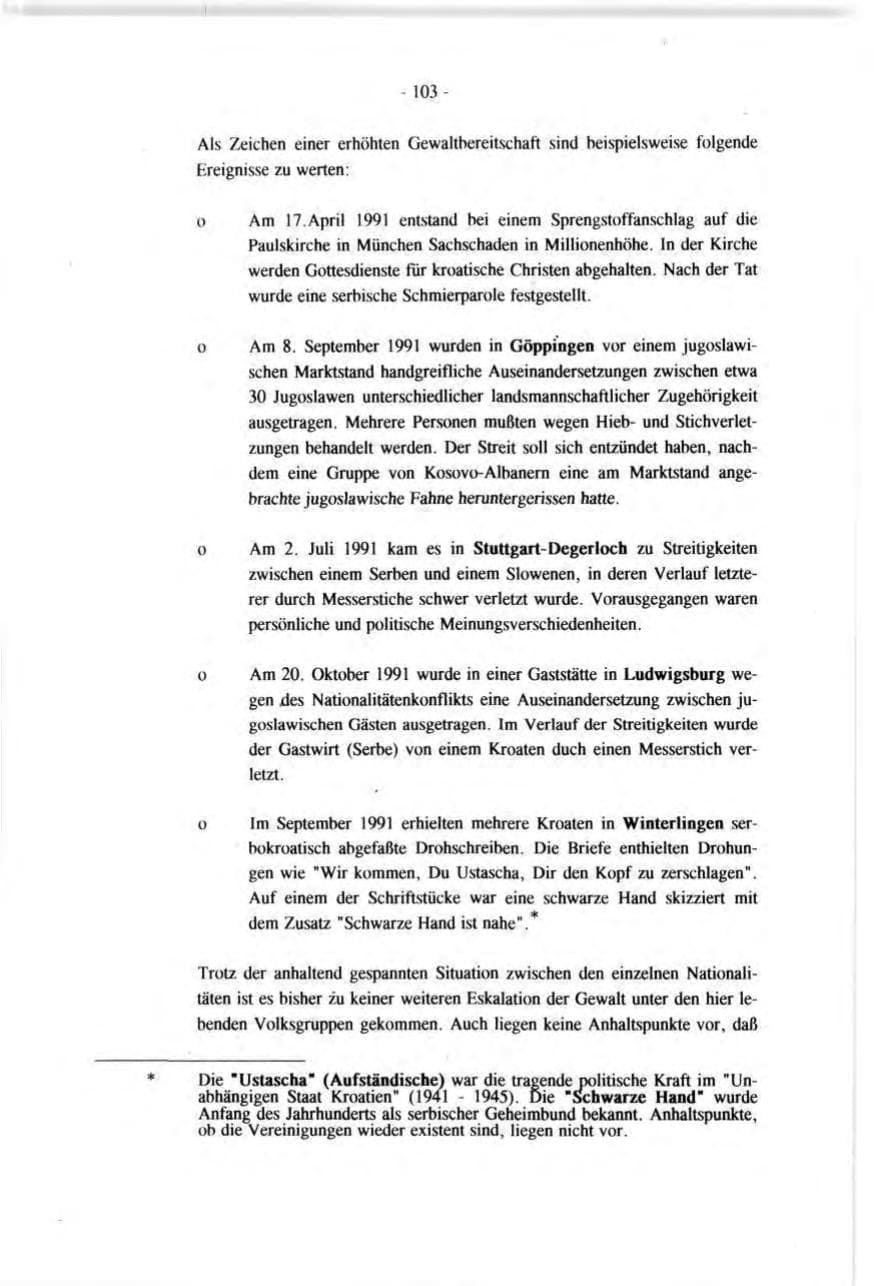 Seite 103 des Verfassungsschutzbericht 1991 Baden-Württemberg
