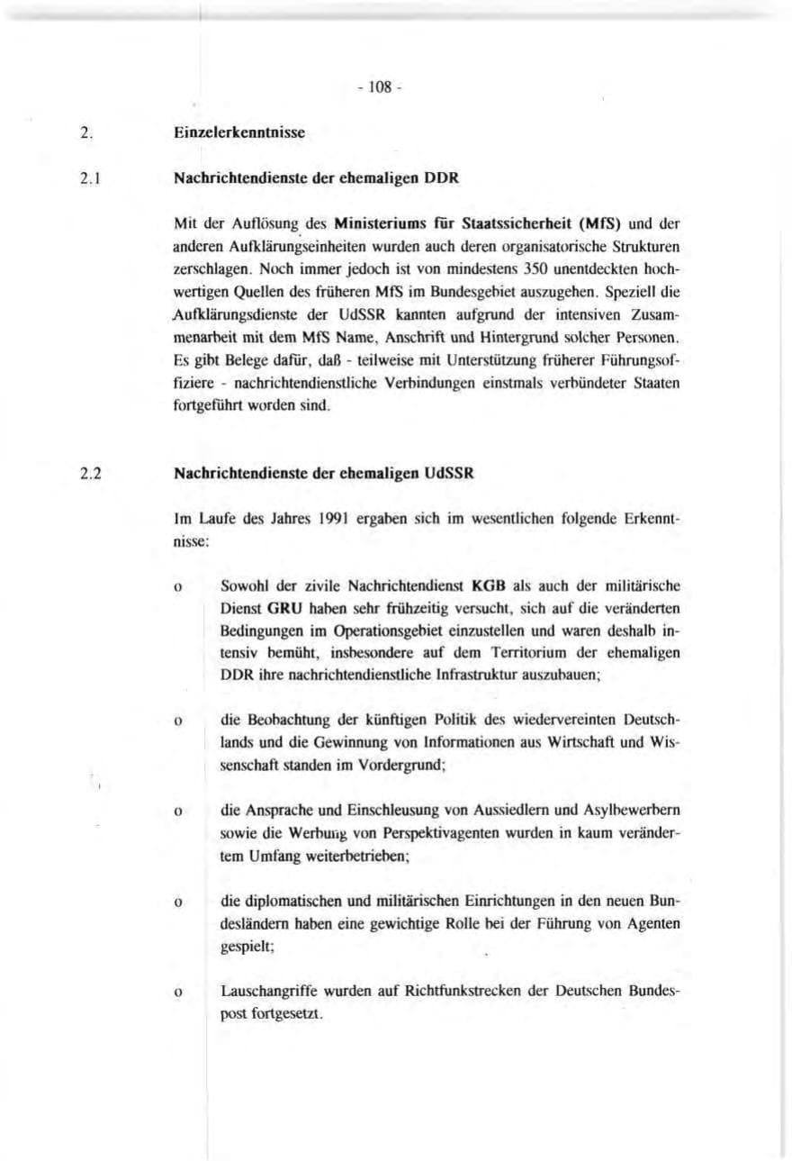 Seite 108 des Verfassungsschutzbericht 1991 Baden-Württemberg