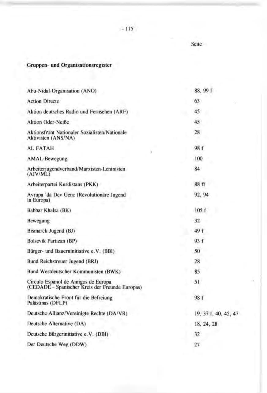Seite 115 des Verfassungsschutzbericht 1991 Baden-Württemberg