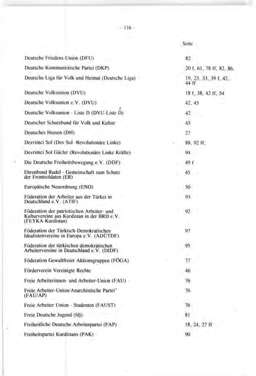 Seite 116 des Verfassungsschutzbericht 1991 Baden-Württemberg
