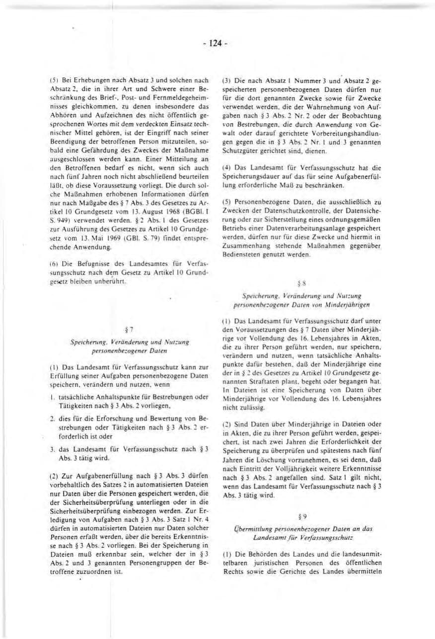 Seite 124 des Verfassungsschutzbericht 1991 Baden-Württemberg